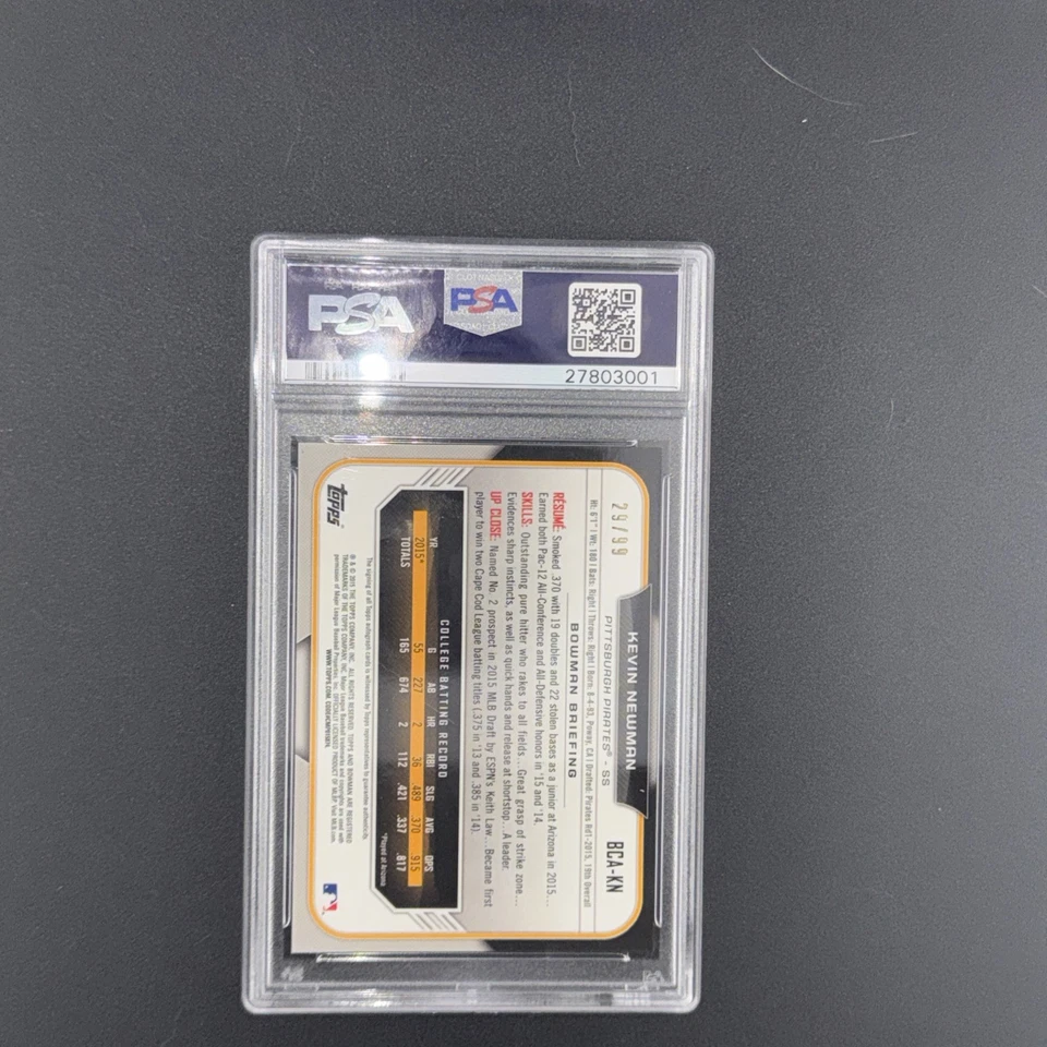 Bowman Chrome 1st Kevin Newman 2015 verde 29/99 PSA 9 Foto 2 de 2