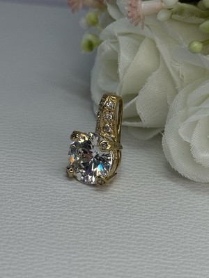 925 Sterling Silber vergoldet CZ Anhänger Länge 0,80 Zoll