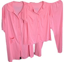 VTG Shadowline Pink 3 Piece Set Robe Top Pants Femme Medium