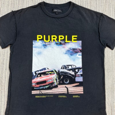 Purple Brand Textured Inside Out Graphic Car Racing T Shirt Men's