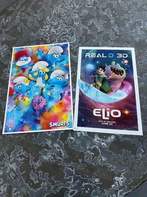 ONE OF EACH  Kids Movie Posters Elio and Smurfs Posters One you can draw on. WoW