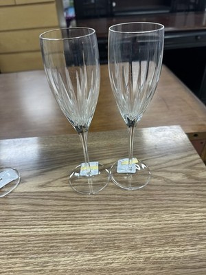 2 Miller Rogaska Soho Crystal Stemware Fluted Champagne Glass 9''