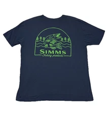 Simms Fishing Musky T Shirt Mens XXL Blue Navy Outdoors Fishing Lake