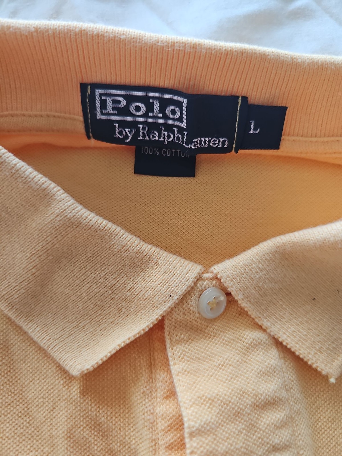 Vintage Polo Ralph Lauren Peach Pique Polo Shirt - Size L  A436 image 3