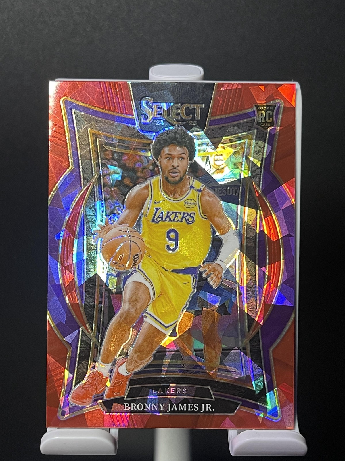 2024-25 Panini Select - Bronny James Jr. Red Cracked Ice Prizm RC #90 Lakers