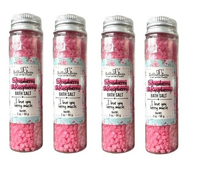 Lot of 4 Bella Bears Unicorn Dreams Strawberry & Raspberry Bath Salt Travel Size