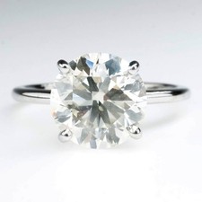 GIA 3.68ct I1/K Round Diamond Solitaire Engagement Ring in 14K White Gold