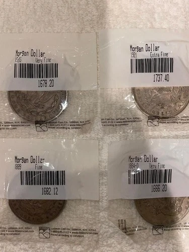 1888 1889 1921 1884-O Lot Of 4 MORGAN SILVER  DOLLAR FINE TO EXTRA FINE