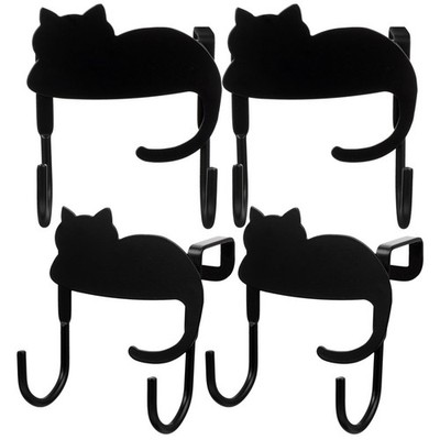  4pcs einzigartige katzeförmige Haken Eisenkleiderbügel wandmontierter