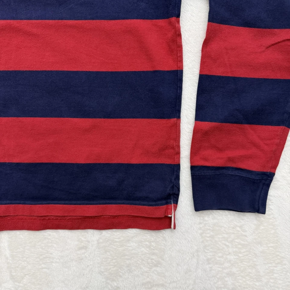 Ralph Lauren Polo Shirt Mens Small Red Navy Rugby Stripe Cotton Kanye - Image 4 of 4