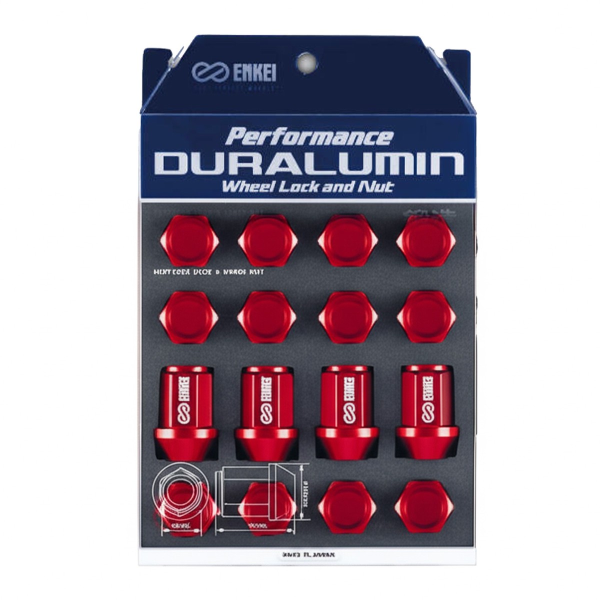 16pcs ENKEI Genuine Duralumin Wheel Lock Nut Set 19HEX 12x1.25 Red