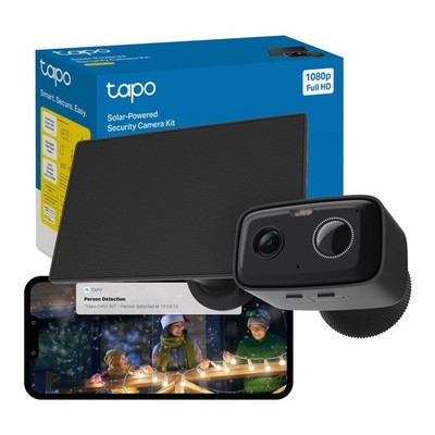 Tapo C401 KIT 2MP Solar Überwachungskamera Außen kabellos, Farbe Nachtschwarz 