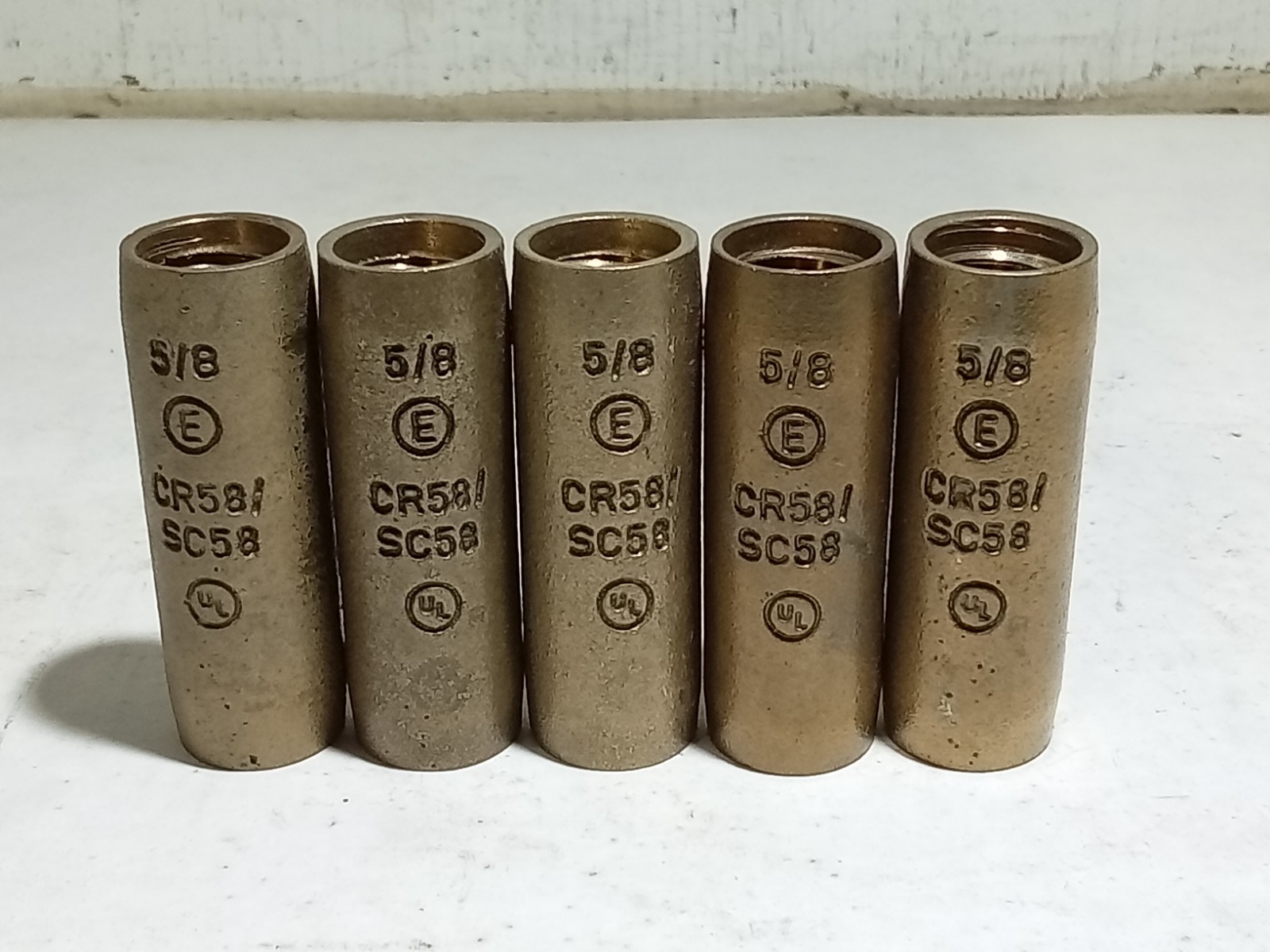 LOT OF 5 ERICO CR58, Ground Rod Coupler, 5/8", Bronze (G8C)