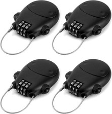 Retractable Cable Lock 4 Pack 3 Digit Steel Security Luggage Bike Travel