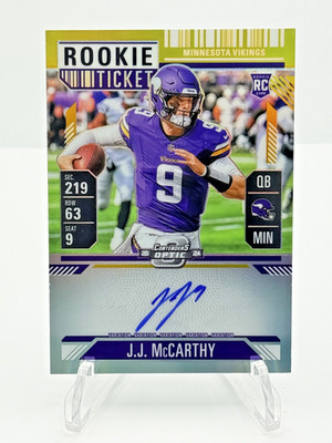 2024 Contenders Optic J.J. McCarthy 10/10 Gold Rookie Ticket RPS Auto RC #101