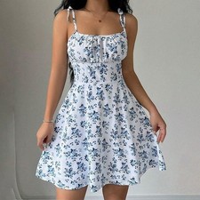 Women's Summer Floral Spaghetti Strap Beach Short Dress,Womens Dresses,Woman.