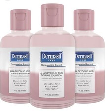 3 Dermasil Labs AHA Glycolic Acid Toner Witch Hazel Rose Water 4 fl oz