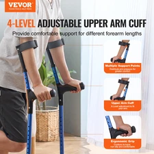 VEVOR Forearm Crutches for Adults, 11-Level Height Adjustable Walking Crutches w