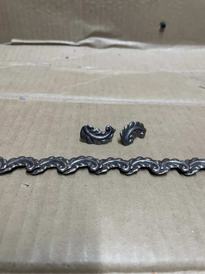 Conjunto de pendientes y collar de plata esterlina mexicana Taxco vintage eslabón de lujo pesado Foto 2 de 4