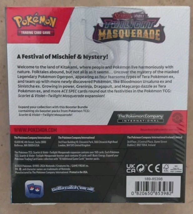 Pokemon Scarlet & Violet Twilight Masquerade Booster 40-Bundle Case Pokemon Scarlet & Violet Twilight Masquerade Booster 40-Bundle Case