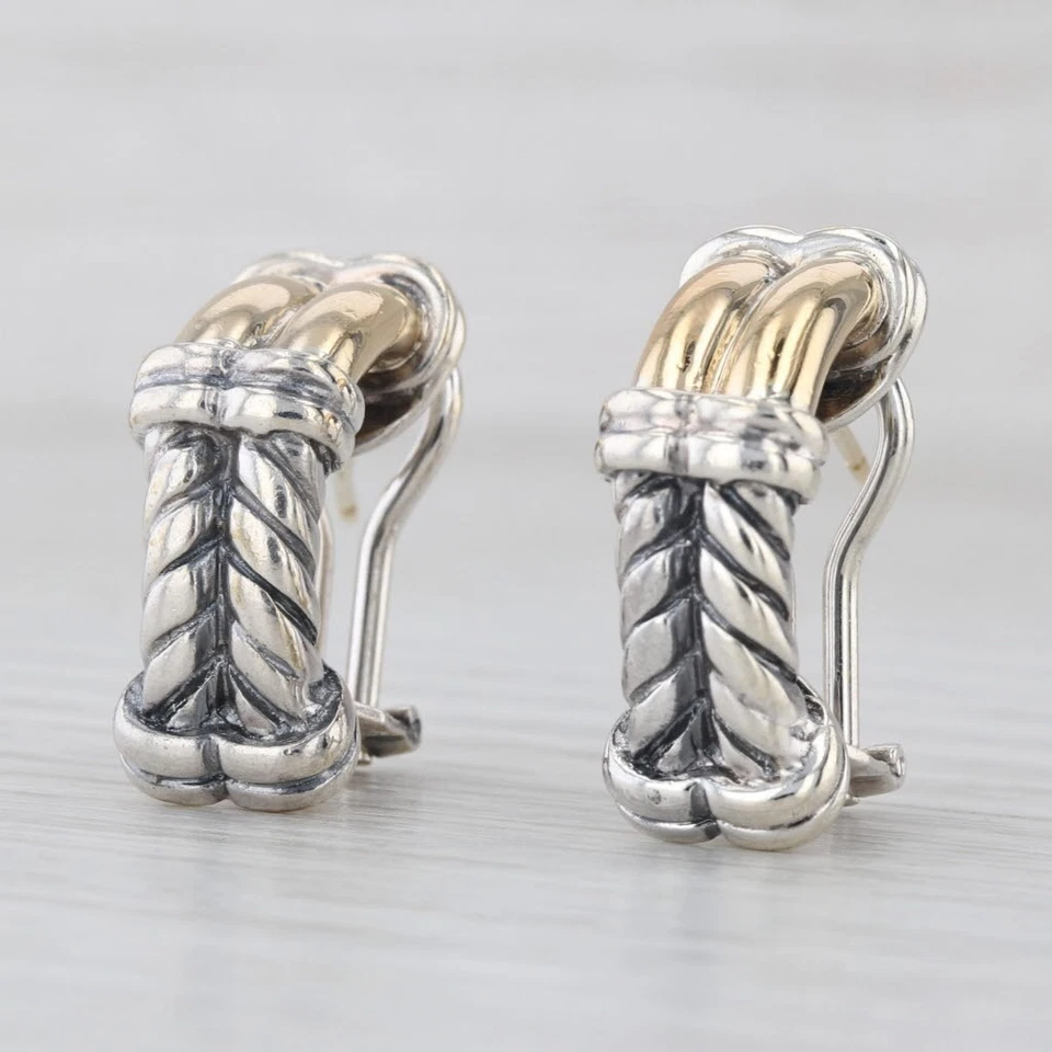 Jonah Grossbardt Drop Earrings Sterling Silver 18k Gold Omega Backs - Image 3 of 4