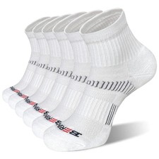 Men's Athletic Cushion Quarter Socks, Size 9-12, White, 6 Pairs