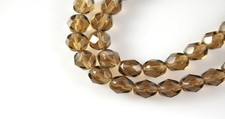 50 Smoky Topaz Faceted Round Czech Glass Beads 6MM