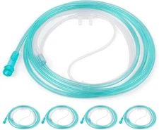 5 Pack Oxygen Nasal Cannula for Adult, Soft-Touch Tubing with 7 ft, Green