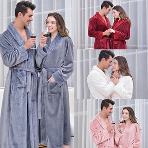 Luxury Ladies Soft Long Collar Hooded Fleece Bath Robe Dressing Gown House Coat