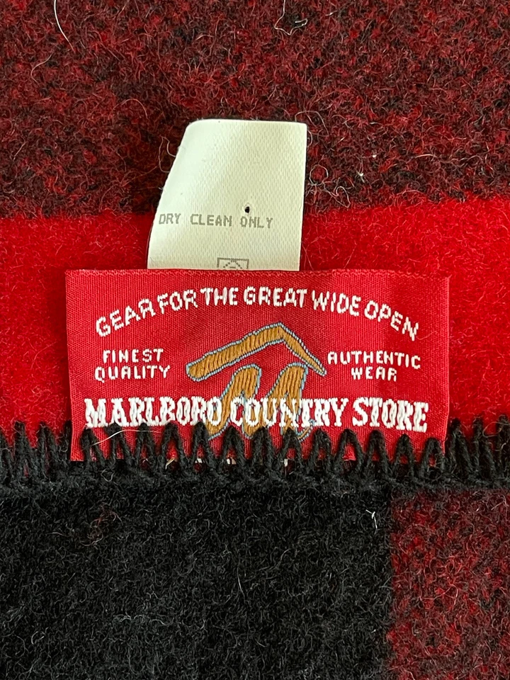 Marlboro Country Store Red Buffalo Plaid Wool Blend Throw Blanket 72”x58” USA - Image 3 of 4