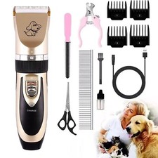 Dog Cat Pet Grooming Kit Rechargeable Cordless Electric Hair Clipper Trimmer Set