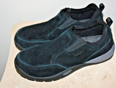 Cabela's Walking Shoes US WOMEN SZ 7M BLACK Suede Leather Slip On Tread Sole EXC