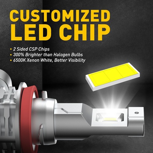 AUXITO H8 H11 H9 Headlight LED High Kit Low Beam Bulbs Bright Super 6500K White - Picture 2 of 10