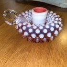 Fenton Hobnail Candle Holder 4” Tall 4” Wide Vintage Read