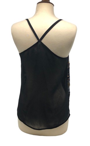 BB Dakota Felicity Floral Semi Transparente Lentejuelas Halter Top Negro Pequeño Steve Madden - Imagen 5 de 11