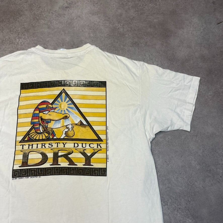 Thirsty Duck Dry T-Shirt Mens Canadian Pub Graphic Single Stitch Tee, White XL image 3