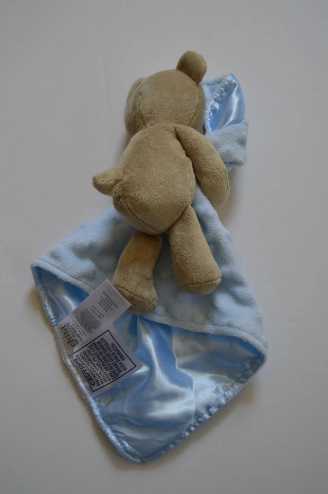 Child of Mine by Carter's Bear Lovey Security Blanket Tan Blue Minky Dot Rattle - Image 2 of 3