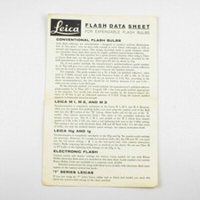 Leica - Flash Data Sheet for Expendable Flash Bulbs - M1, M2, M3, IIIg, Ig 1963