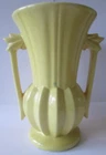 HANDLED FLOWER VASE! Vintage McCOY ART pottery: gloss YELLOW glaze: EXC