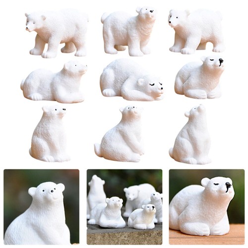 9 Pcs Doll Ornaments Miniature Garden Resin Figurines Bear Statues