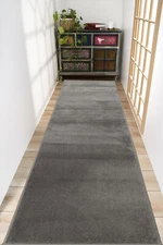 Custom Size Euro Collection Gray Color Medium Pile Washable Non Slip Runner Rug