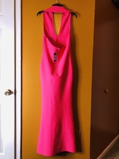 NWT Prettylittlething Neon Pink Bandage Halterneck Maxi Dress. Size 6