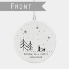 East of India Flat Porcelain Bauble Winter Wonderland Christmas Decoration Gift