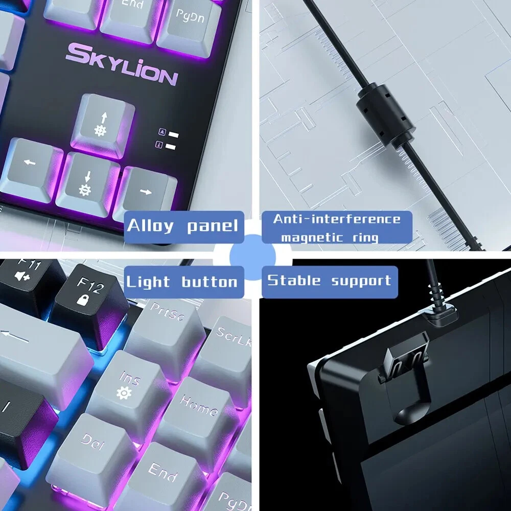 Wired Mechanical Keyboard with Lighting for Gaming Office Windows iOS Systems