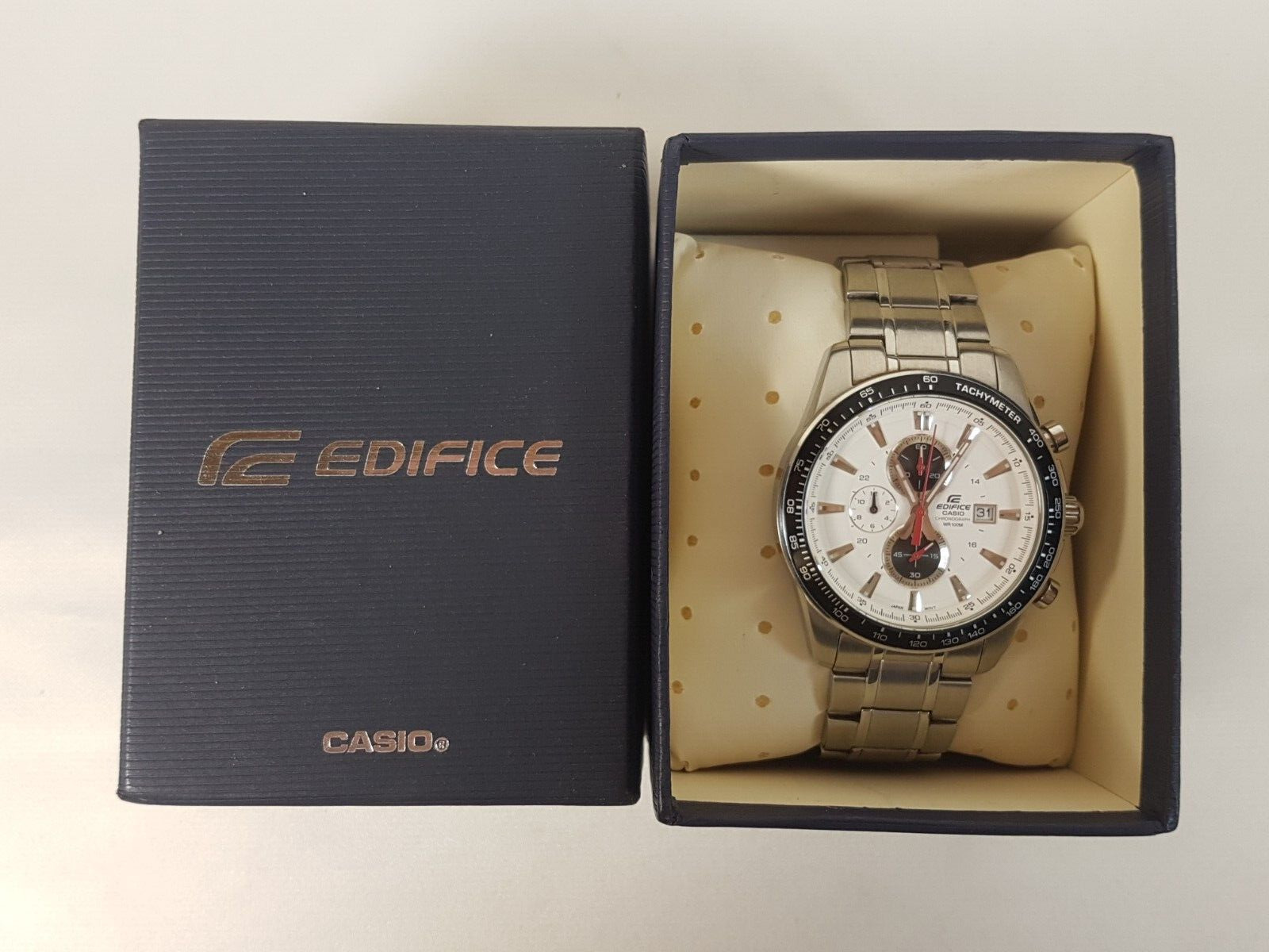 Casio Edifice Chronograph Black & White Stainless Steel Watch