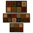 Madison Industries OPT-3PC-SET Optic Squares Rug  Brown - 3 Piece