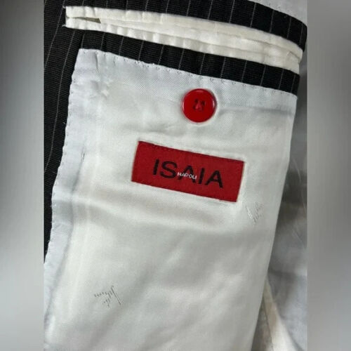 Isaia 46R 36W Super 120’s Black Estate Stripe Lana Wool 2 Vent Surgeon Cuff Suit - Bild 3 von 14