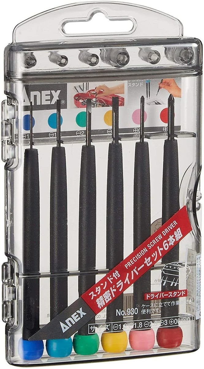 ANEX Precision Screwdriver Set -1.2,-1.8,-2.3,-3,+00,+0 No.930 6