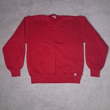 Vintage Russell Athletic Blank Pullover Sweatshirt Adult Small Red Plain