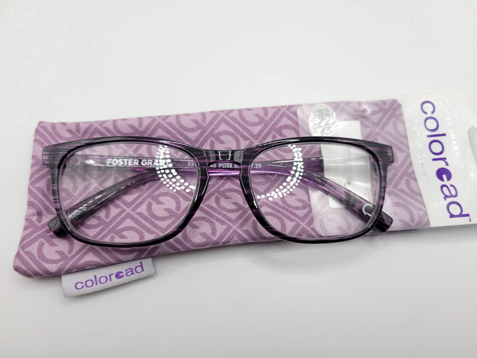 Foster Grant Elana Womens Oval Reading Glasses Purple 53□18-140 Choose Strength - Image 3 of 3